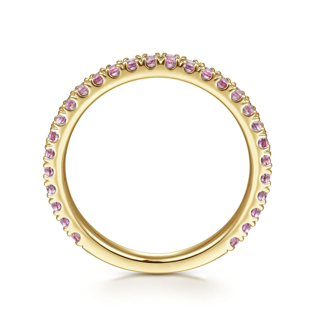 Gabriel & Co. LR50889Y4JPS 14k Yellow Gold Pink Sapphire Stackable Ring