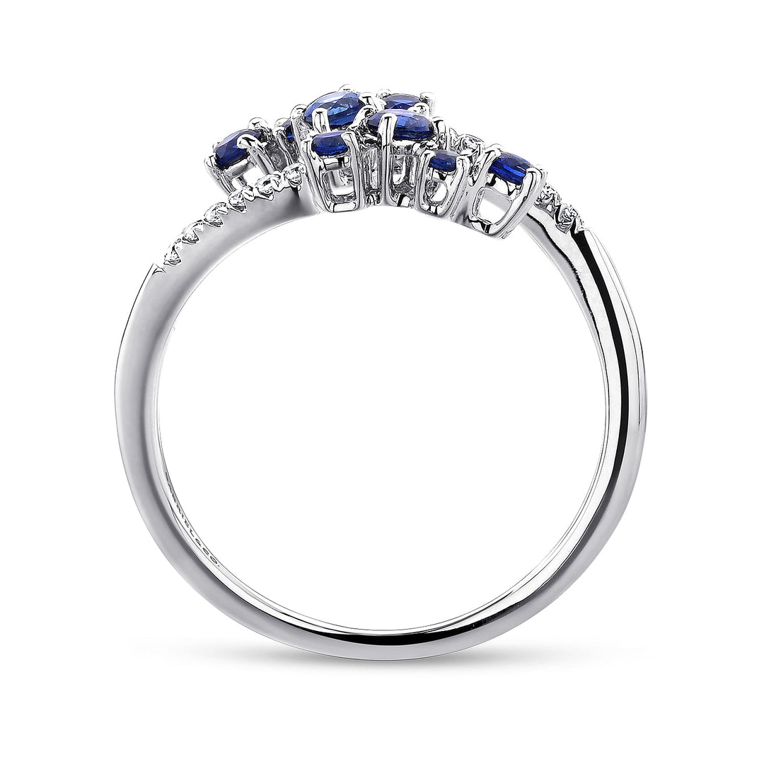 Gabriel & Co. LR51037W45SA 14K White Gold Split Sapphire and Diamond Ring