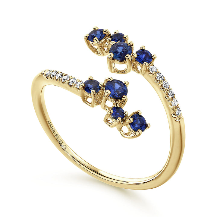Gabriel & Co. LR51037Y45SA 14K Yellow Gold Sapphire and Diamond Open Wrap Ring