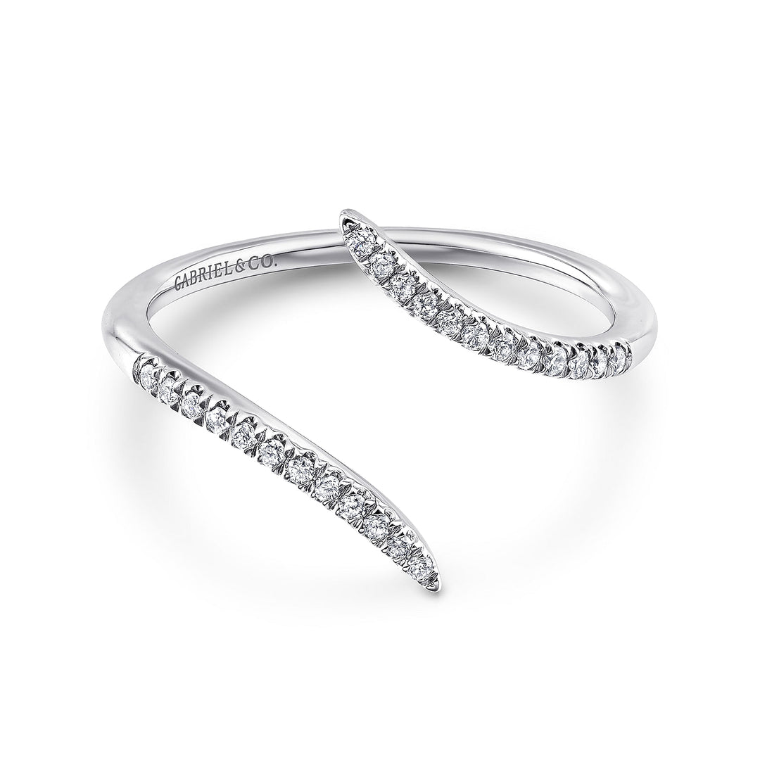 Gabriel & Co. LR51052W45JJ 14K White Gold Bypass Open Diamond Ring