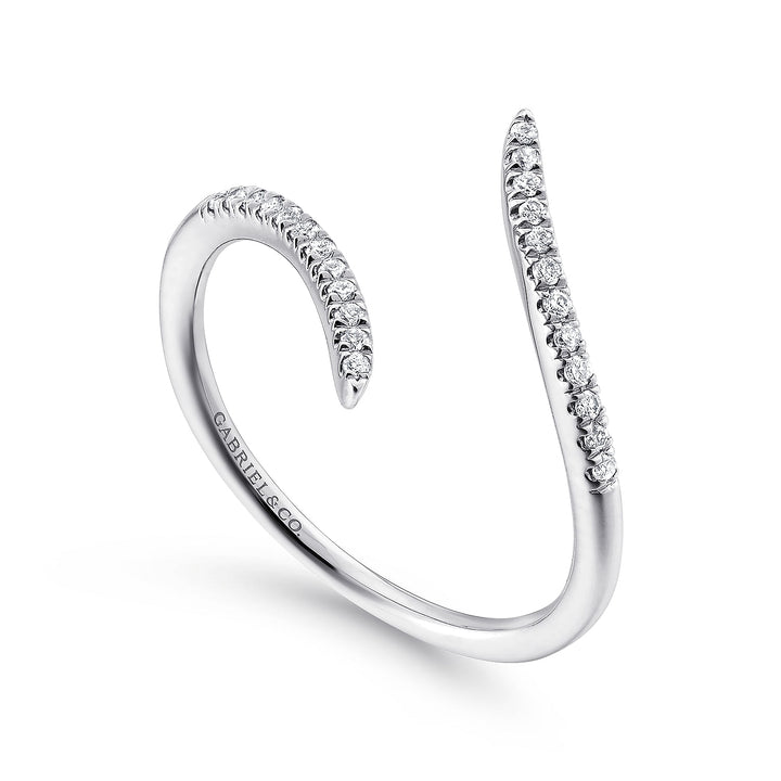 Gabriel & Co. LR51052W45JJ 14K White Gold Bypass Open Diamond Ring