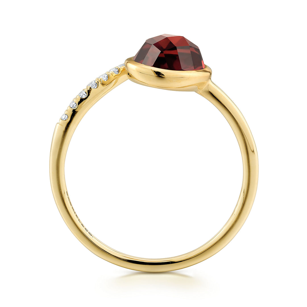 Gabriel & Co. LR51053Y45GN 14K Yellow Gold Oval Garnet and Diamond Bypass Split Ring