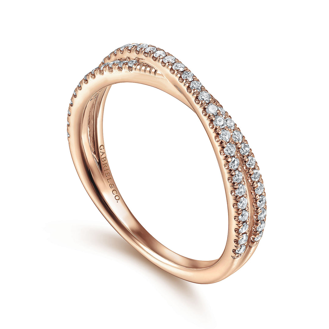 Gabriel & Co. LR51169K45JJ 14K Rose Gold Criss Cross Diamond Stackable Ring