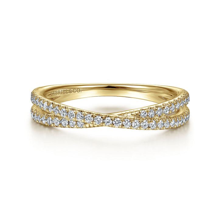 Gabriel & Co. LR51169Y45JJ 14K Yellow Gold Criss Cross Diamond Stackable Ring
