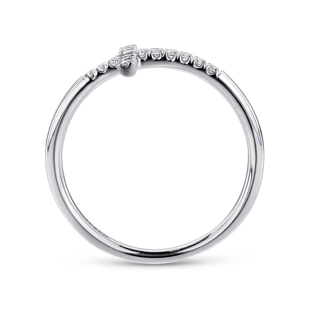 Gabriel & Co. LR51170W45JJ 14K White Gold Sideways Cross Diamond Ring