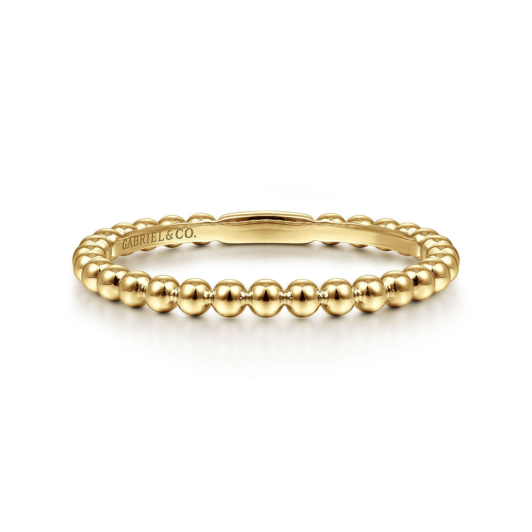 Gabriel & Co. LR51172Y4JJJ 14K Yellow Gold Bujukan Beaded Stackable Ring