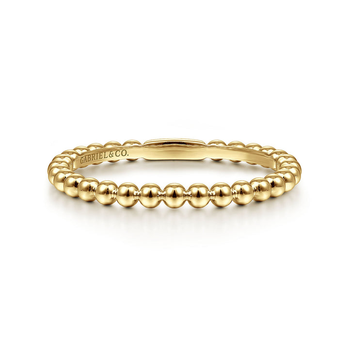 Gabriel & Co. LR51172Y4JJJ 14K Yellow Gold Bujukan Beaded Stackable Ring