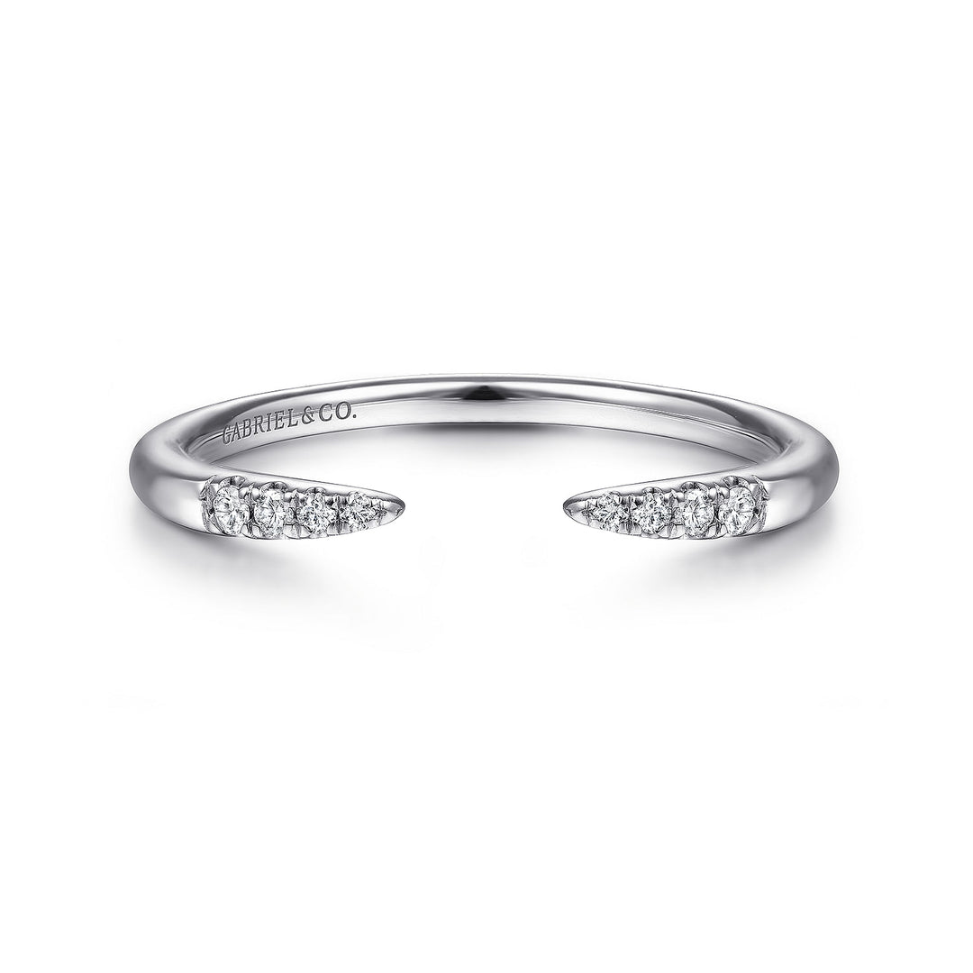 Gabriel & Co. LR51177W45JJ 14K White Gold Open Diamond Tipped Stackable Ring