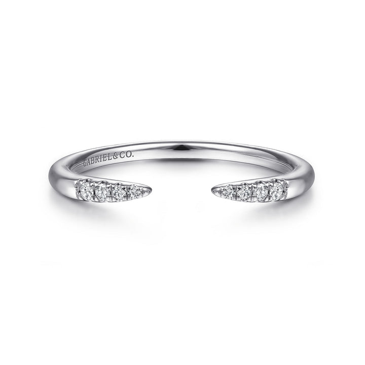 Gabriel & Co. LR51177W45JJ 14K White Gold Open Diamond Tipped Stackable Ring