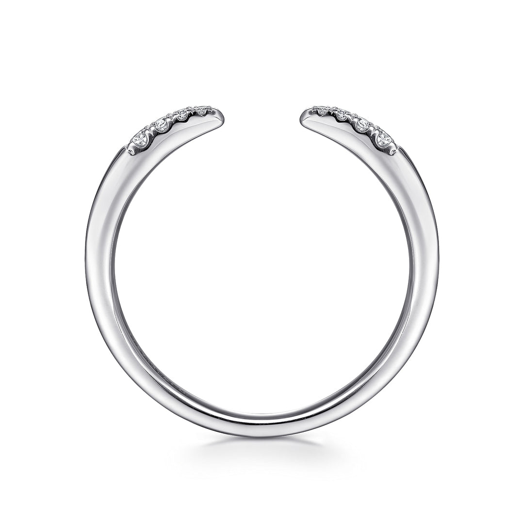Gabriel & Co. LR51177W45JJ 14K White Gold Open Diamond Tipped Stackable Ring