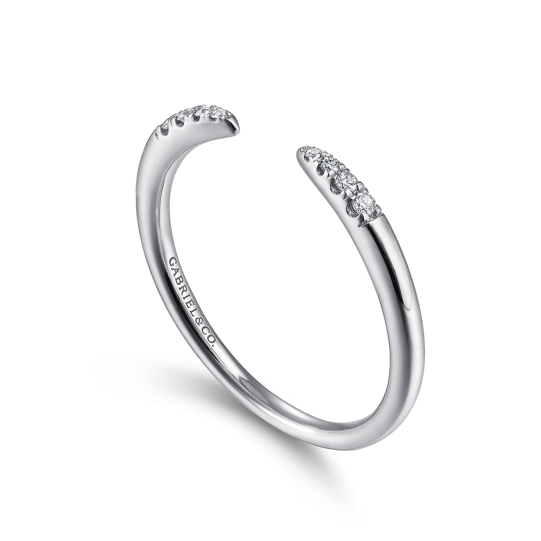 Gabriel & Co. LR51177W45JJ 14K White Gold Open Diamond Tipped Stackable Ring