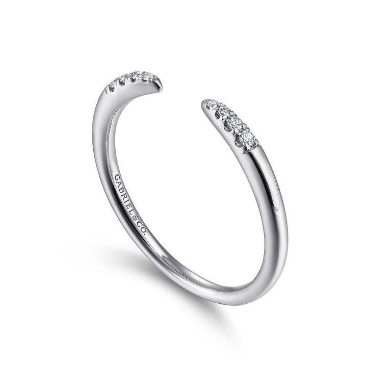 Gabriel & Co. LR51177W45JJ 14K White Gold Open Diamond Tipped Stackable Ring