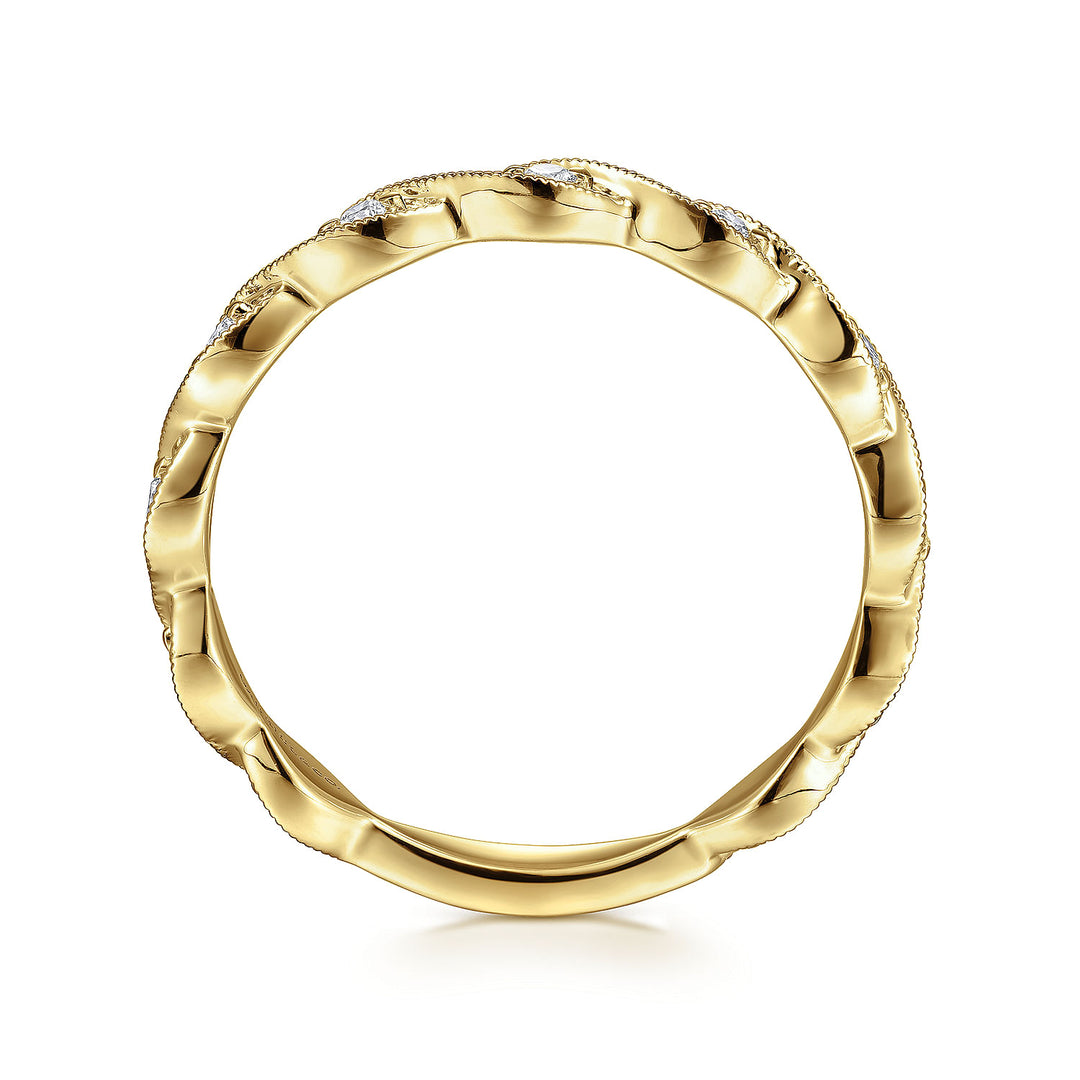 Gabriel & Co. LR51178Y45JJ 14K Yellow Gold Twisted Diamond Stackable Ring