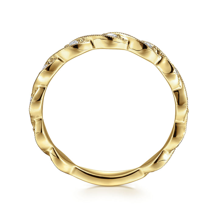 Gabriel & Co. LR51178Y45JJ 14K Yellow Gold Twisted Diamond Stackable Ring