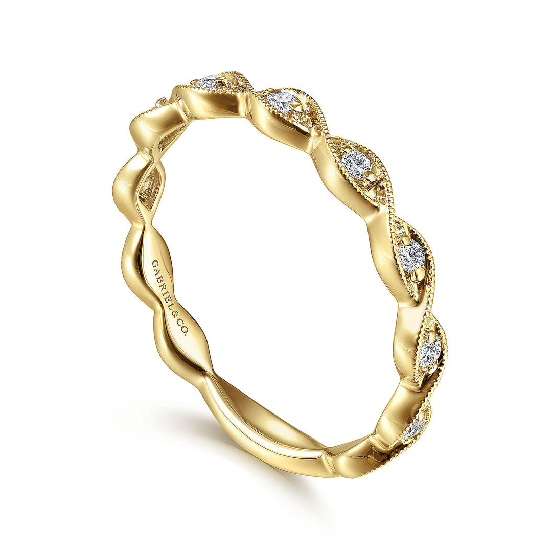 Gabriel & Co. LR51178Y45JJ 14K Yellow Gold Twisted Diamond Stackable Ring