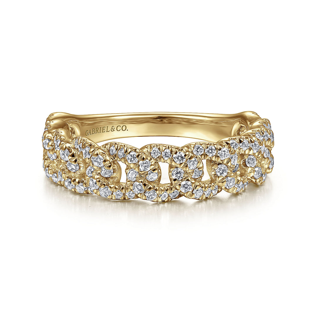 Gabriel & Co. LR51181Y45JJ 14K Yellow Gold Chain Link Stackable Diamond Ring