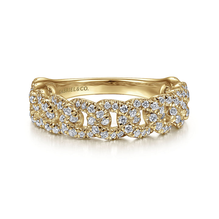 Gabriel & Co. LR51181Y45JJ 14K Yellow Gold Chain Link Stackable Diamond Ring