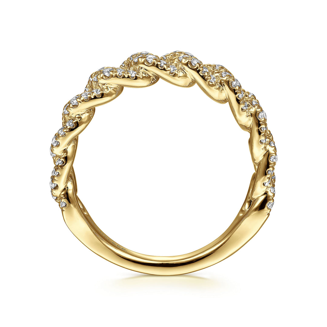Gabriel & Co. LR51181Y45JJ 14K Yellow Gold Chain Link Stackable Diamond Ring