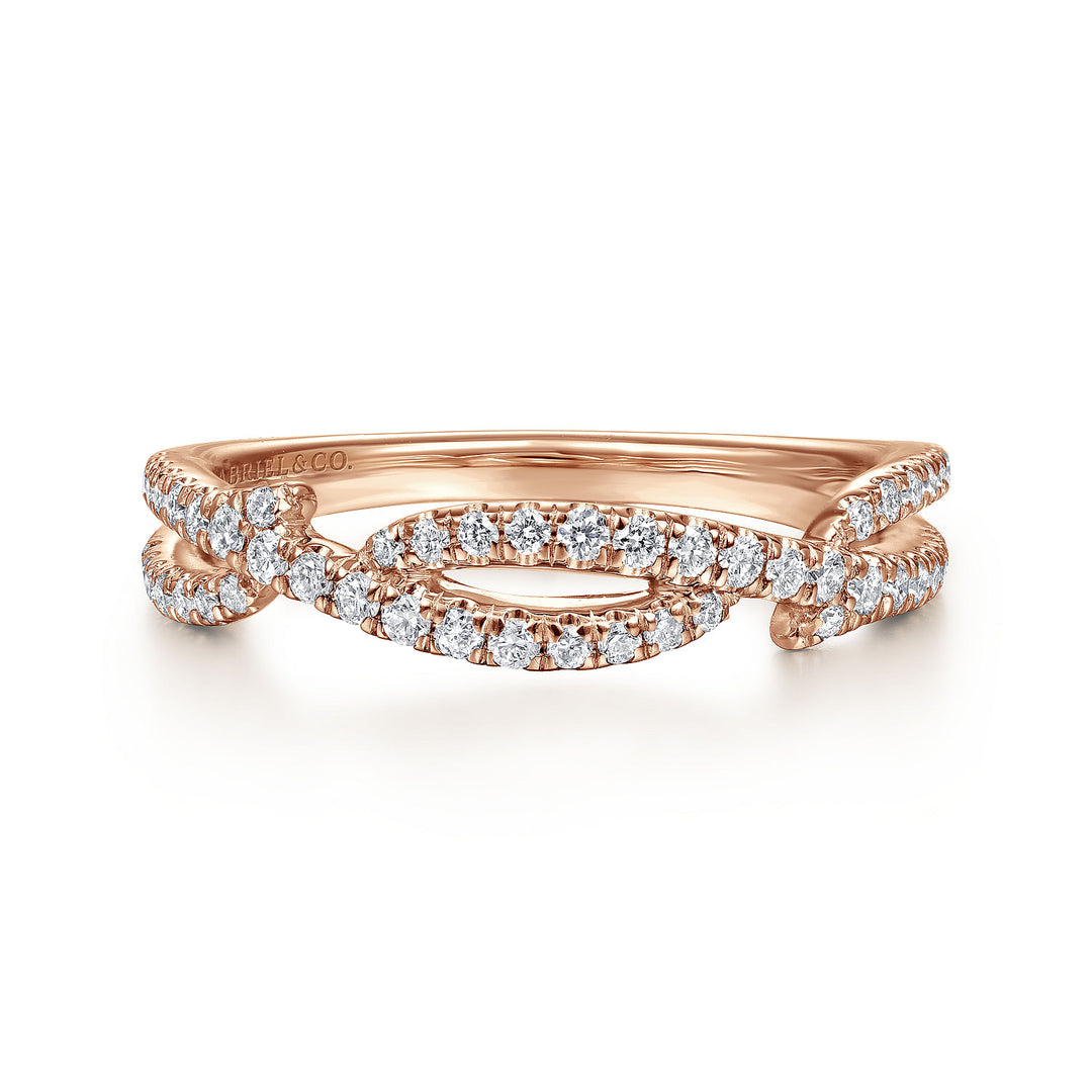 Gabriel & Co. LR51182K45JJ 14K Rose Gold Twisted Diamond Ring