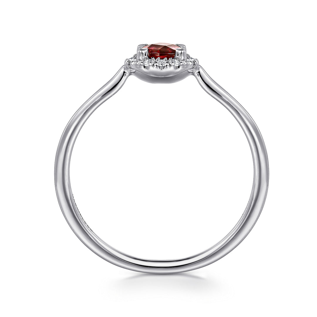Gabriel & Co. LR51264W45GN 14K White Gold Garnet and Diamond Halo Promise Ring