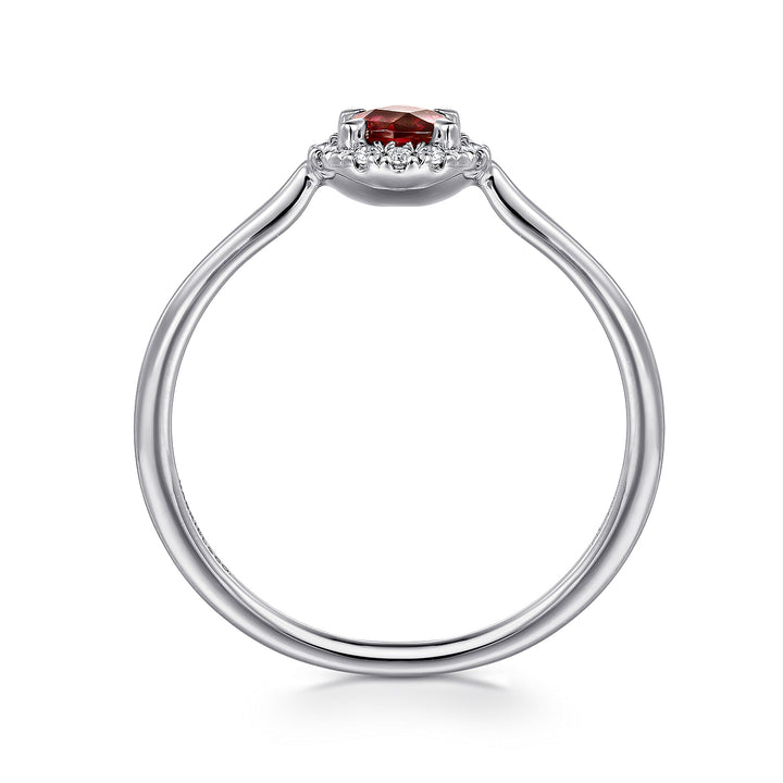 Gabriel & Co. LR51264W45GN 14K White Gold Garnet and Diamond Halo Promise Ring