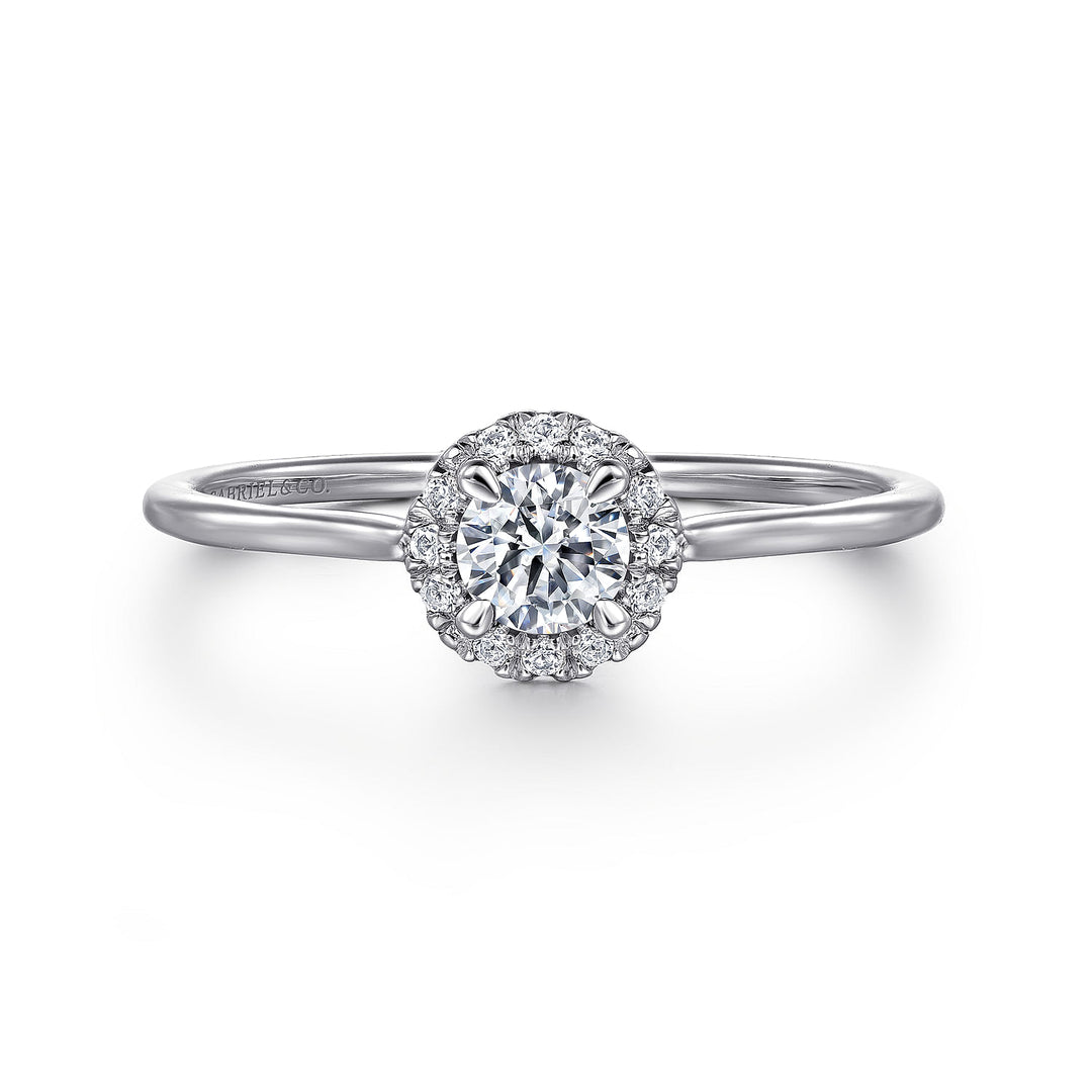 Gabriel & Co. LR51264W45JJ 14K White Gold Diamond Halo Promise Ring