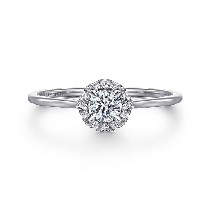 Gabriel & Co. LR51264W45JJ 14K White Gold Diamond Halo Promise Ring