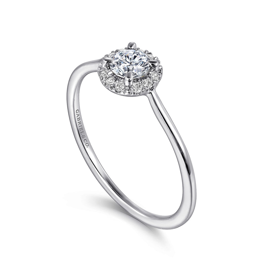 Gabriel & Co. LR51264W45JJ 14K White Gold Diamond Halo Promise Ring