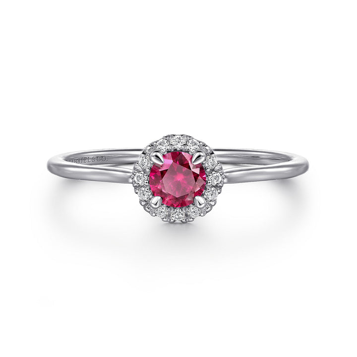 Gabriel & Co. LR51264W45RA 14K White Gold Ruby and Diamond Halo Promise Ring