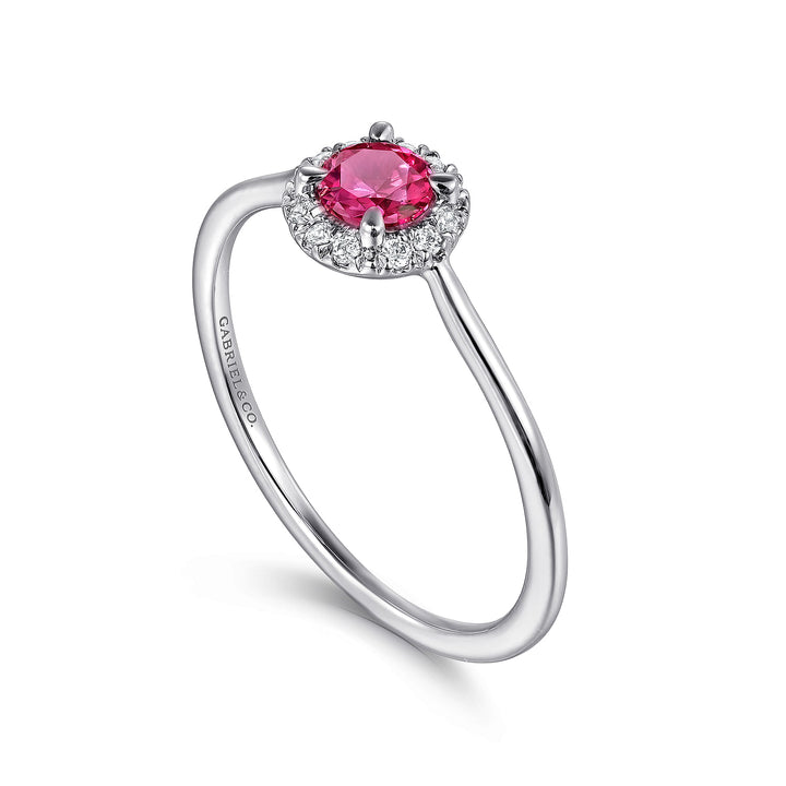 Gabriel & Co. LR51264W45RA 14K White Gold Ruby and Diamond Halo Promise Ring