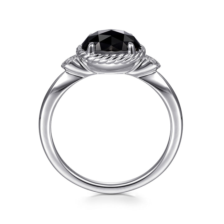 Gabriel & Co. LR51274SV5XO Sterling Silver Oval Onyx and Diamond  Ring