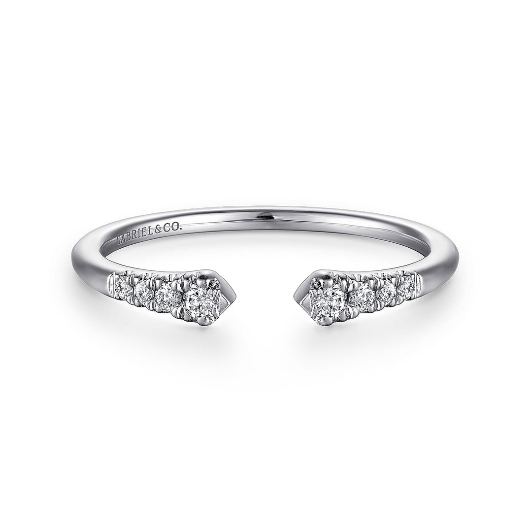 Gabriel & Co. LR51284W45JJ 14K White Gold Split Diamond Stackable Ring