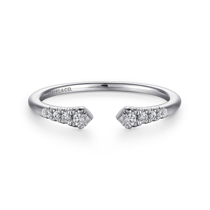 Gabriel & Co. LR51284W45JJ 14K White Gold Split Diamond Stackable Ring