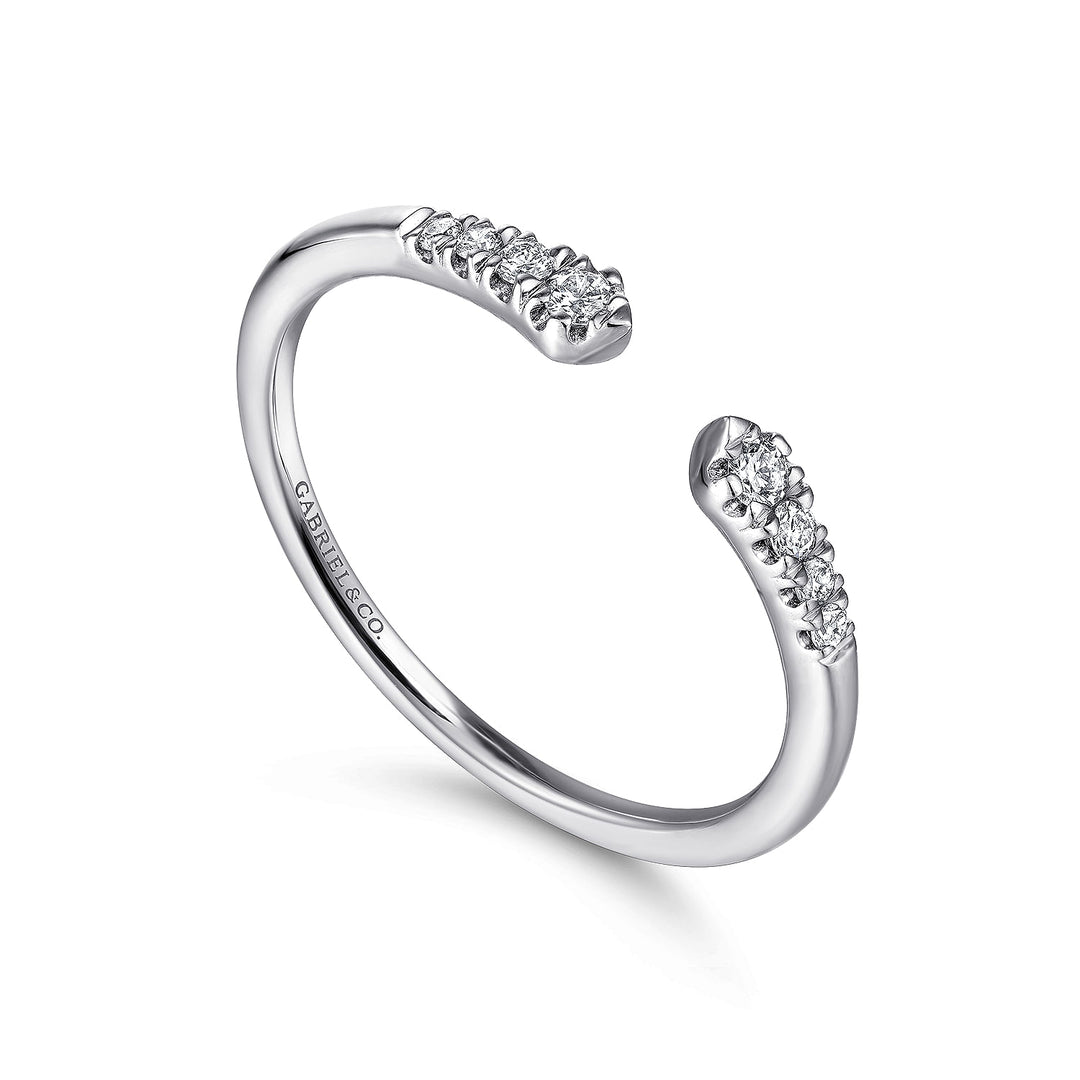 Gabriel & Co. LR51284W45JJ 14K White Gold Split Diamond Stackable Ring