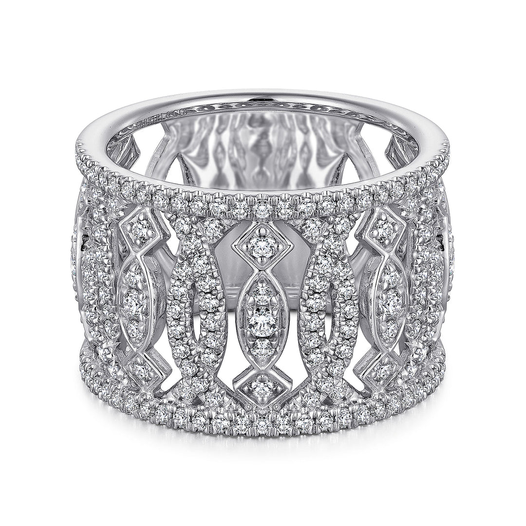 Gabriel & Co. LR51336W45JJ 14K White Gold Wide Open Pattern Diamond Ring