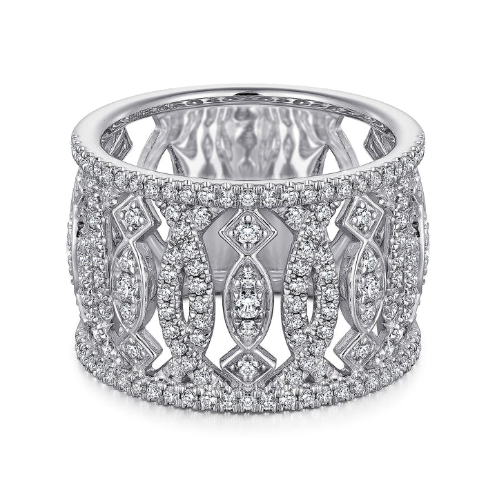 Gabriel & Co. LR51336W45JJ 14K White Gold Wide Open Pattern Diamond Ring