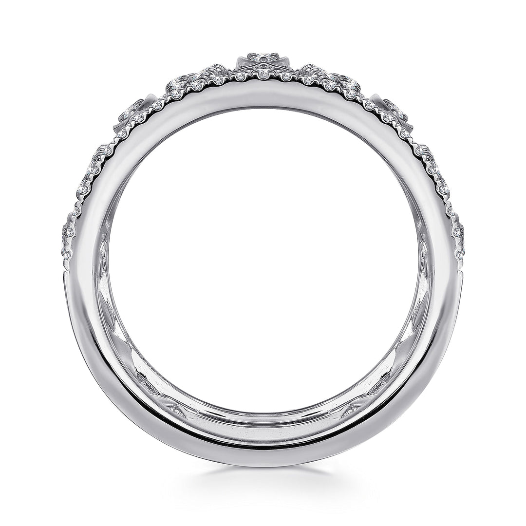 Gabriel & Co. LR51336W45JJ 14K White Gold Wide Open Pattern Diamond Ring