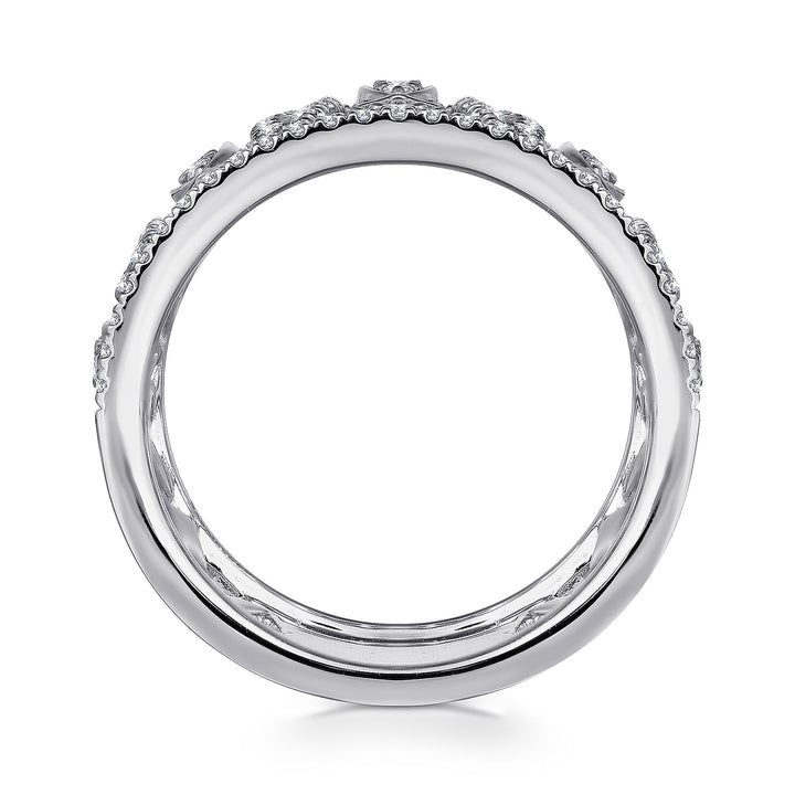 Gabriel & Co. LR51336W45JJ 14K White Gold Wide Open Pattern Diamond Ring