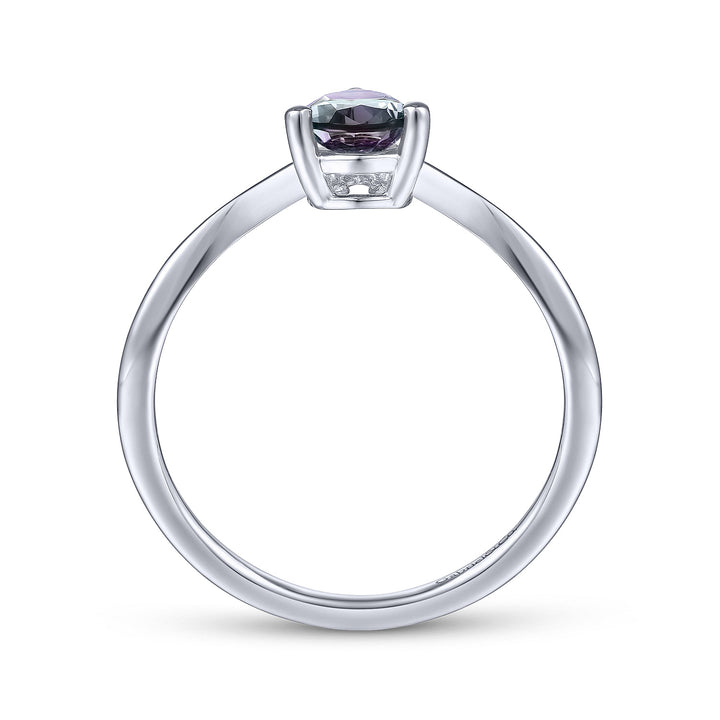 Gabriel & Co. LR51453W4525 14K White Gold Synthetic Alexandrite Diamond  Chevron Ring