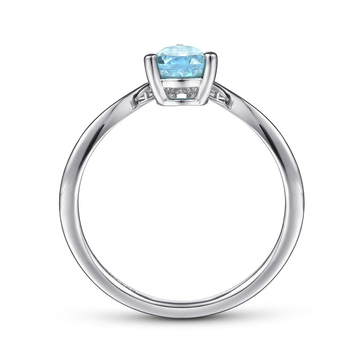 Gabriel & Co. LR51453W45LB 14K White Gold Sky Blue Topaz Diamond Chevron Ring