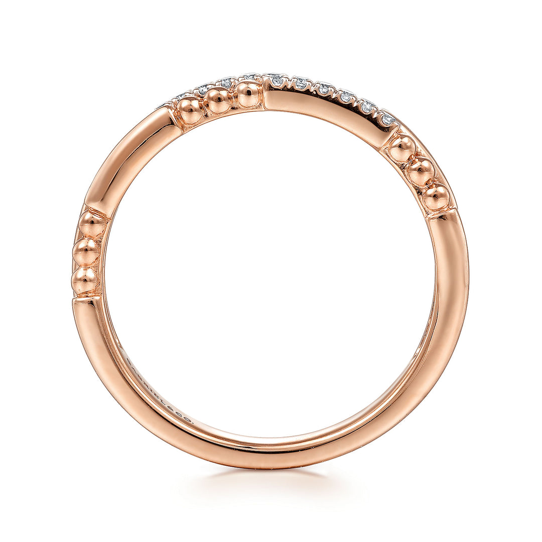 Gabriel & Co. LR51456K45JJ 14K Rose Gold Two Row Beaded Diamond Stackable Ring