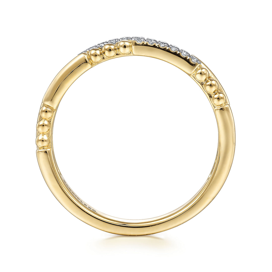 Gabriel & Co. LR51456Y45JJ 14K Yellow Gold Two Row Beaded Diamond Stackable Ring