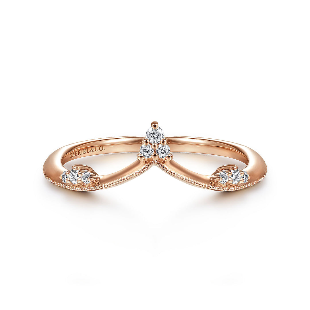 Gabriel & Co. LR51459K45JJ 14K Rose Gold Diamond Cluster Chevron Ring