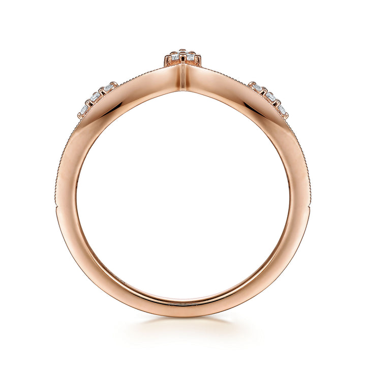 Gabriel & Co. LR51459K45JJ 14K Rose Gold Diamond Cluster Chevron Ring
