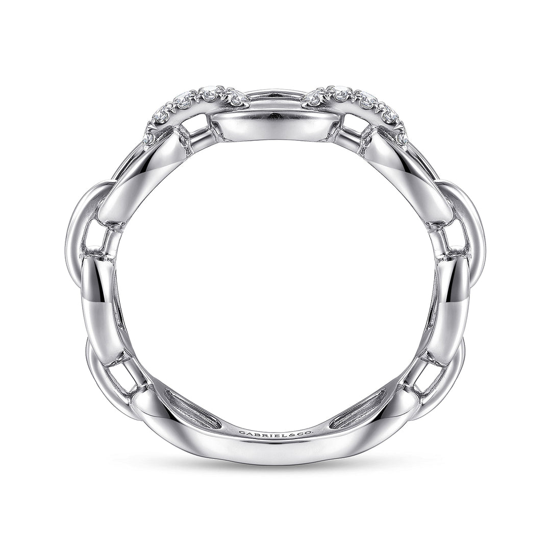 Gabriel & Co. LR51461W45JJ 14K White Gold Diamond Oval Link Chain Ladies Ring