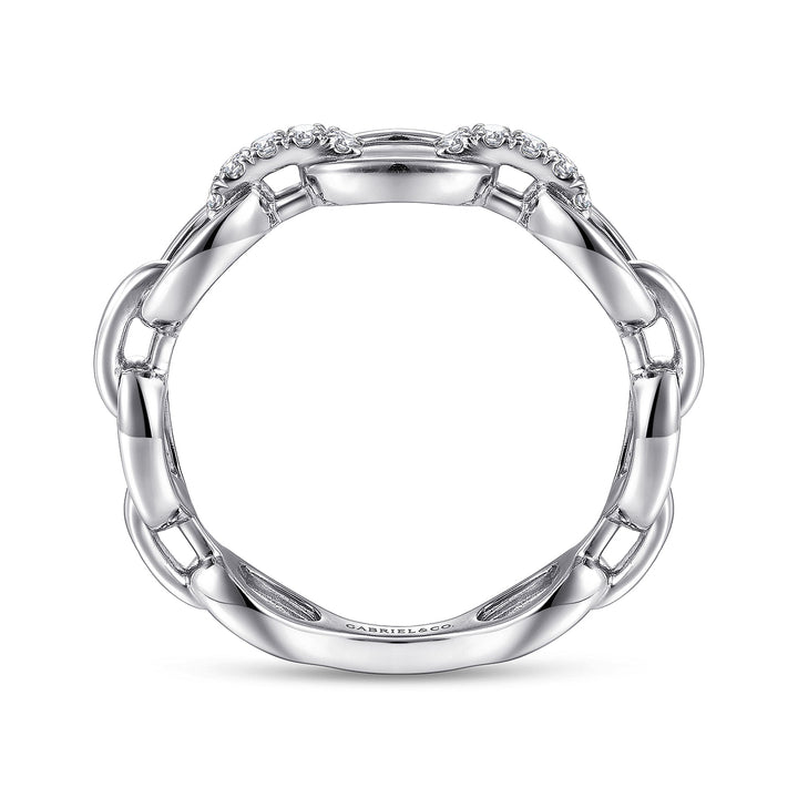 Gabriel & Co. LR51461W45JJ 14K White Gold Diamond Oval Link Chain Ladies Ring