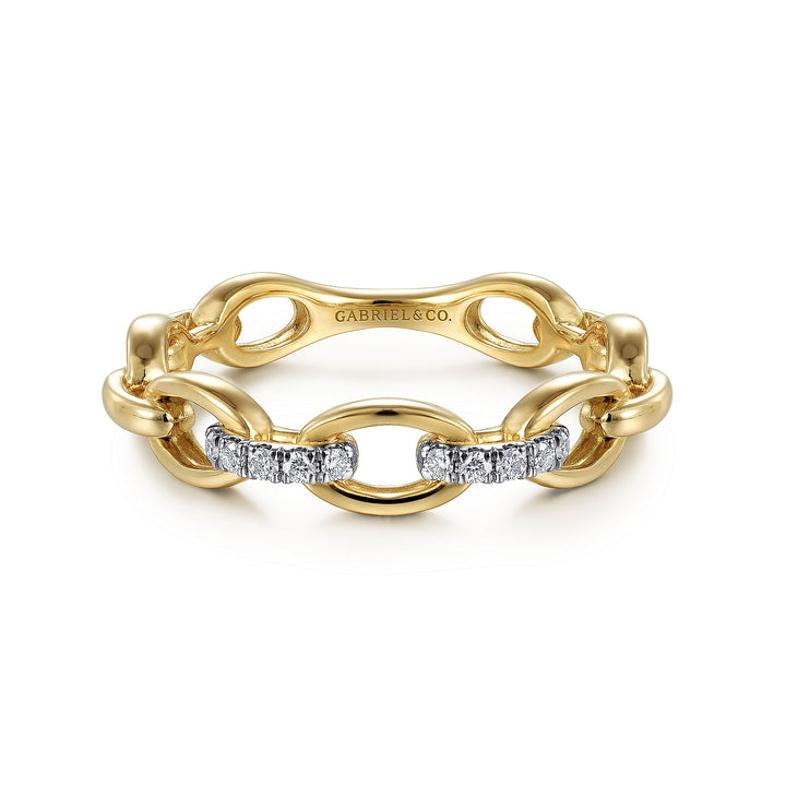 Gabriel & Co. LR51461Y45JJ 14K Yellow Gold Diamond Oval Link Chain Ladies Ring