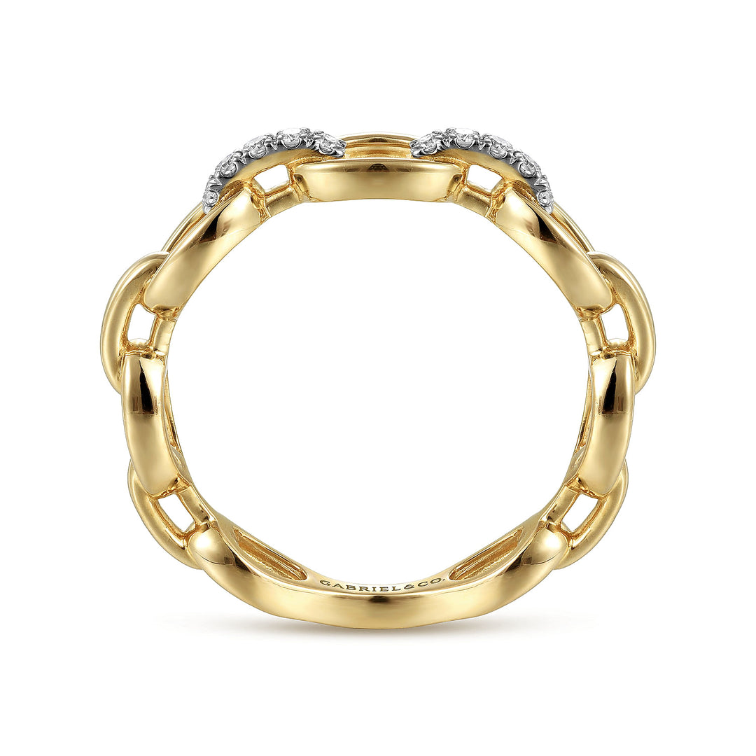 Gabriel & Co. LR51461Y45JJ 14K Yellow Gold Diamond Oval Link Chain Ladies Ring