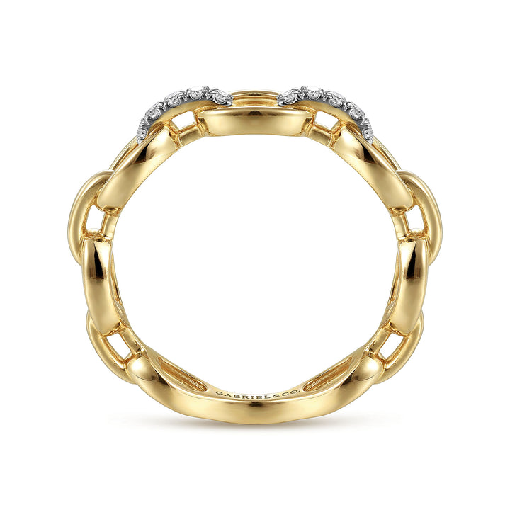 Gabriel & Co. LR51461Y45JJ 14K Yellow Gold Diamond Oval Link Chain Ladies Ring