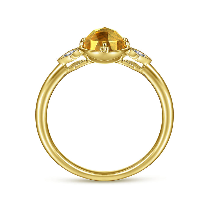 Gabriel & Co. LR51462Y45CT 14K Yellow Gold Three Stone Citrine and Diamond Ring